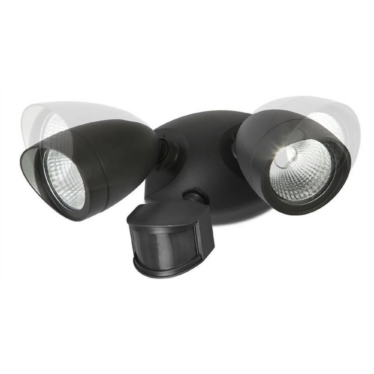 Lutec Shrimp Twin Head LED PIR Outdoor Wall Light - Black - Image 2