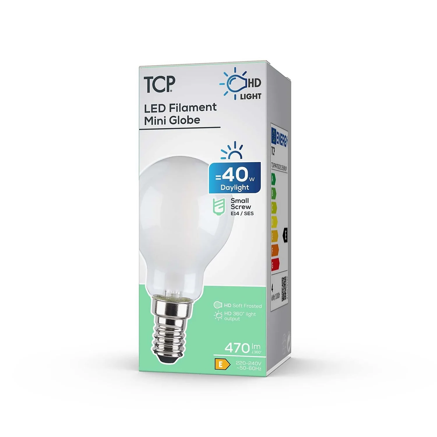 TCP LED Filament Mini Globe 4W E14 Light Bulb - Image 2