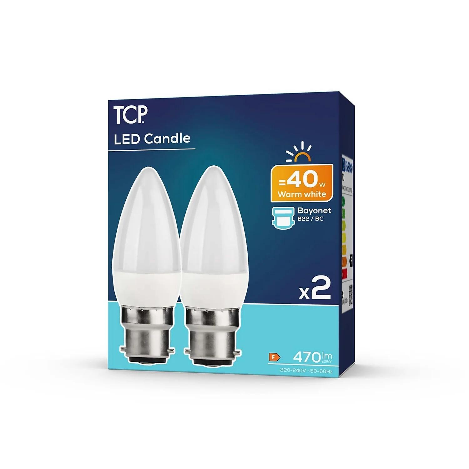 TCP LED Candle 40W BC Warm Light Bulb - 2 Pack - Image 2