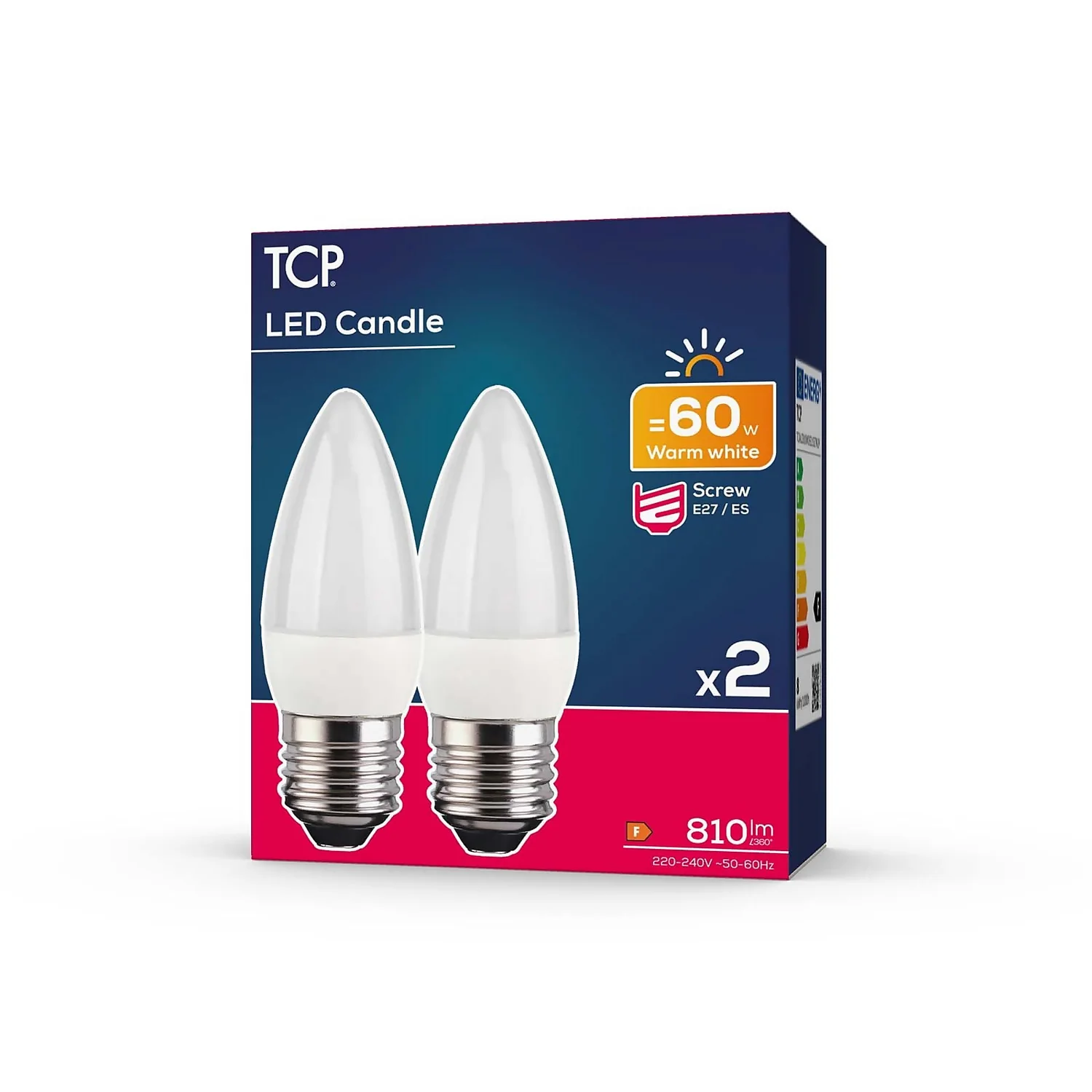 TCP LED Candle 60W E27 Coat Warm Light Bulb - 2 Pack - Image 2