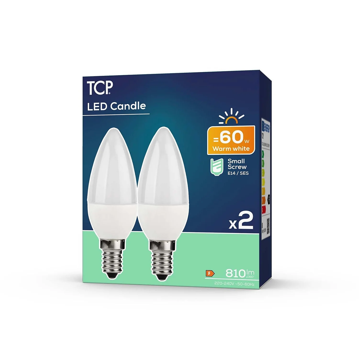 TCP LED Candle 60W E14 Coat Warm Light Bulb - 2 Pack - Image 2