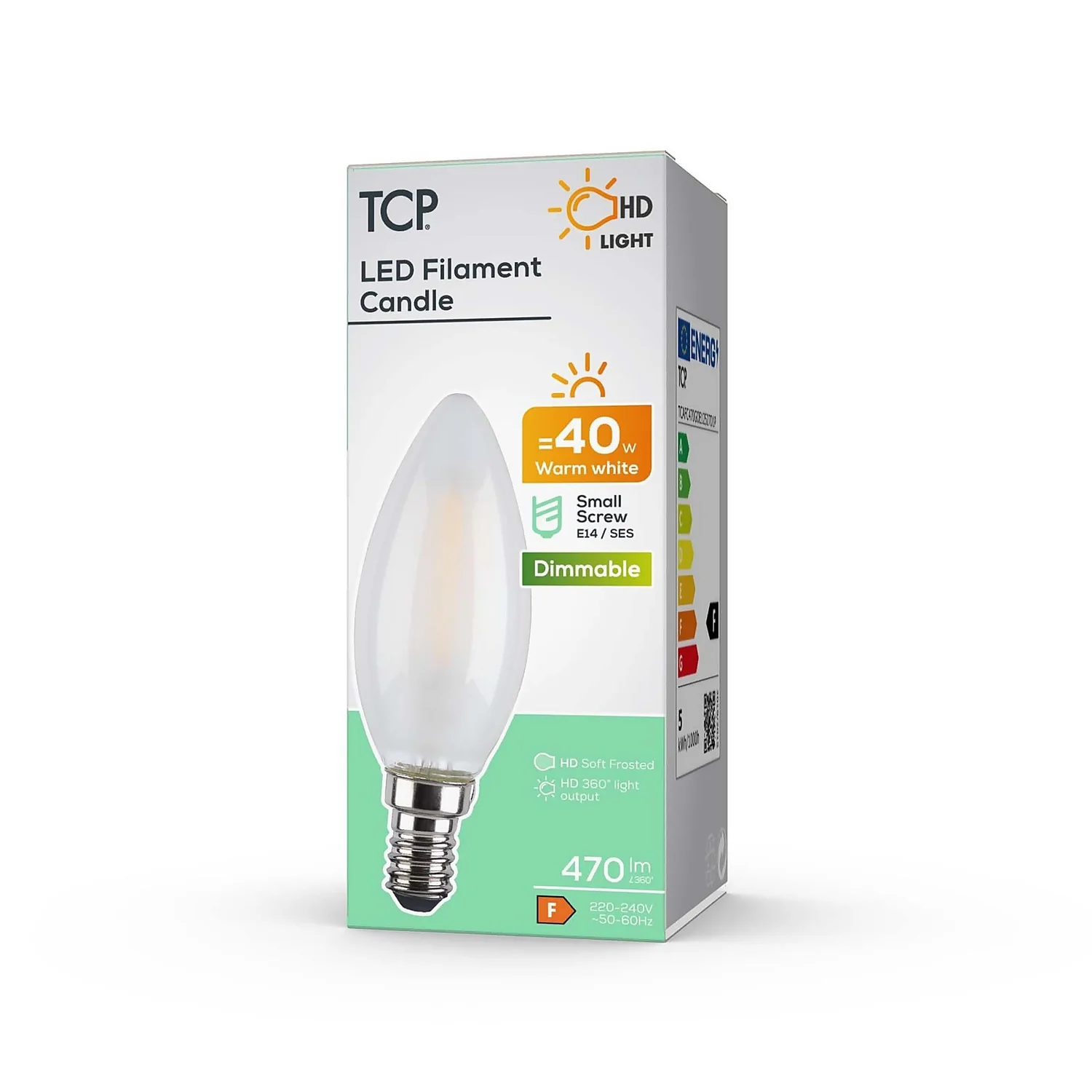 TCP Filament Candle Coat 40W SES Warm Dimmable Light Bulb - Image 2