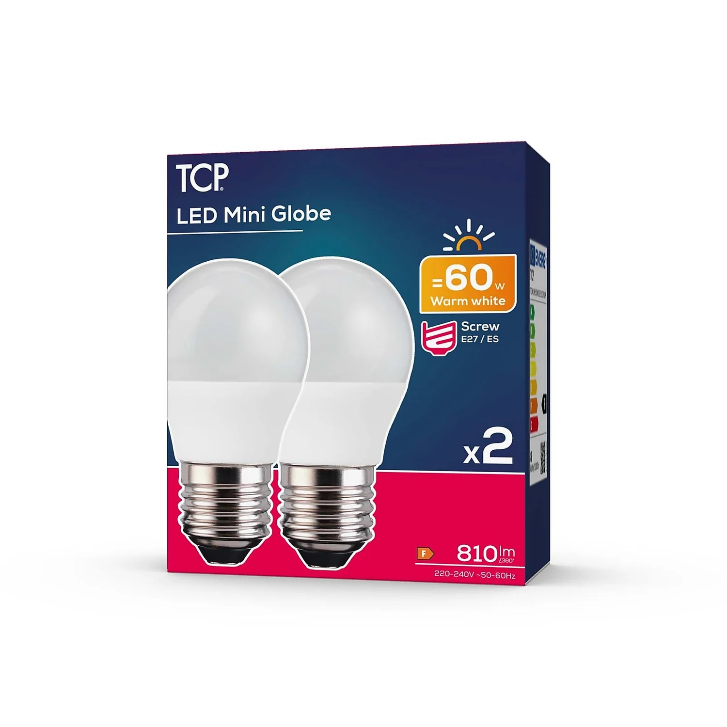 TCP LED Globe 60W E27 Coat Warm Light Bulb - 2 Pack - Image 2