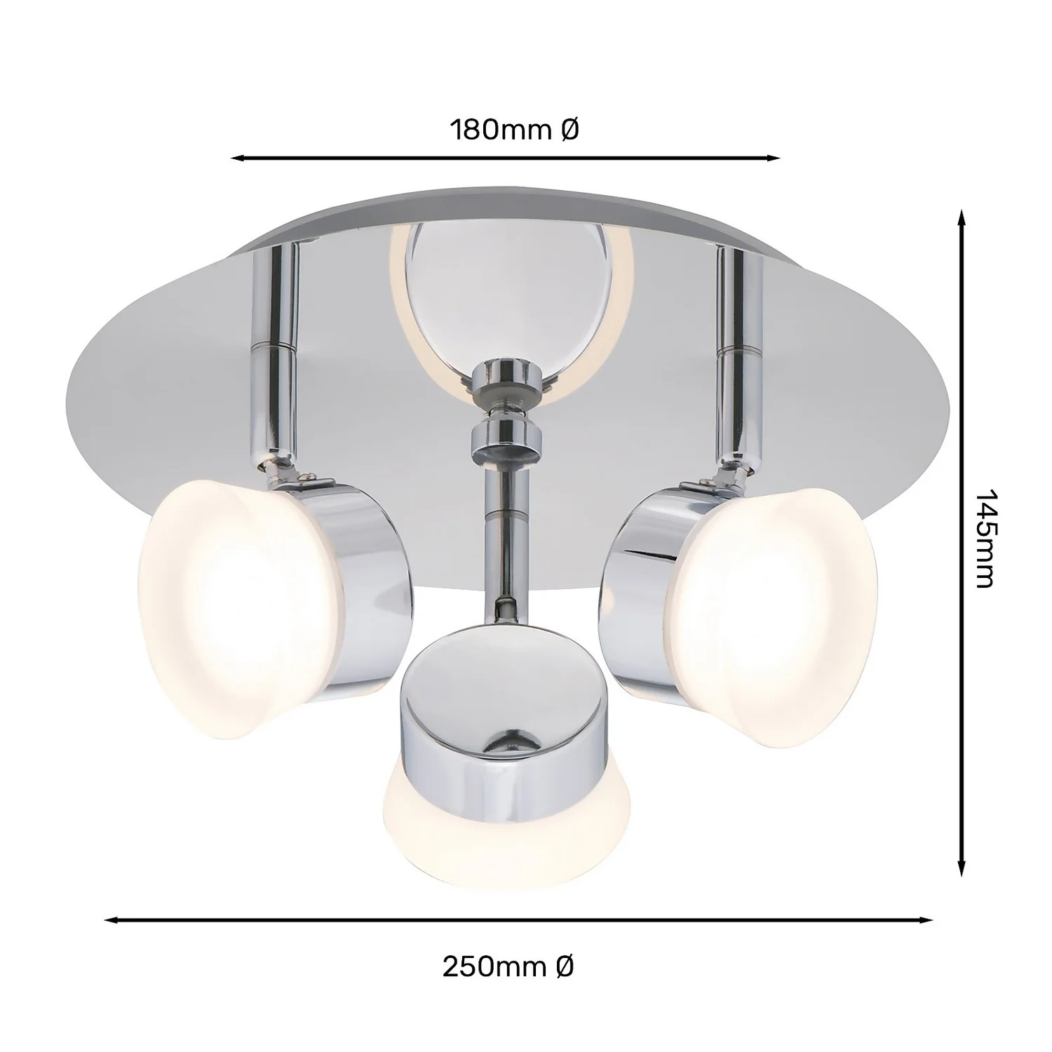 Paisley LED Bathroom Round Plate Spotlight - 3 X 4.5W - Image 9
