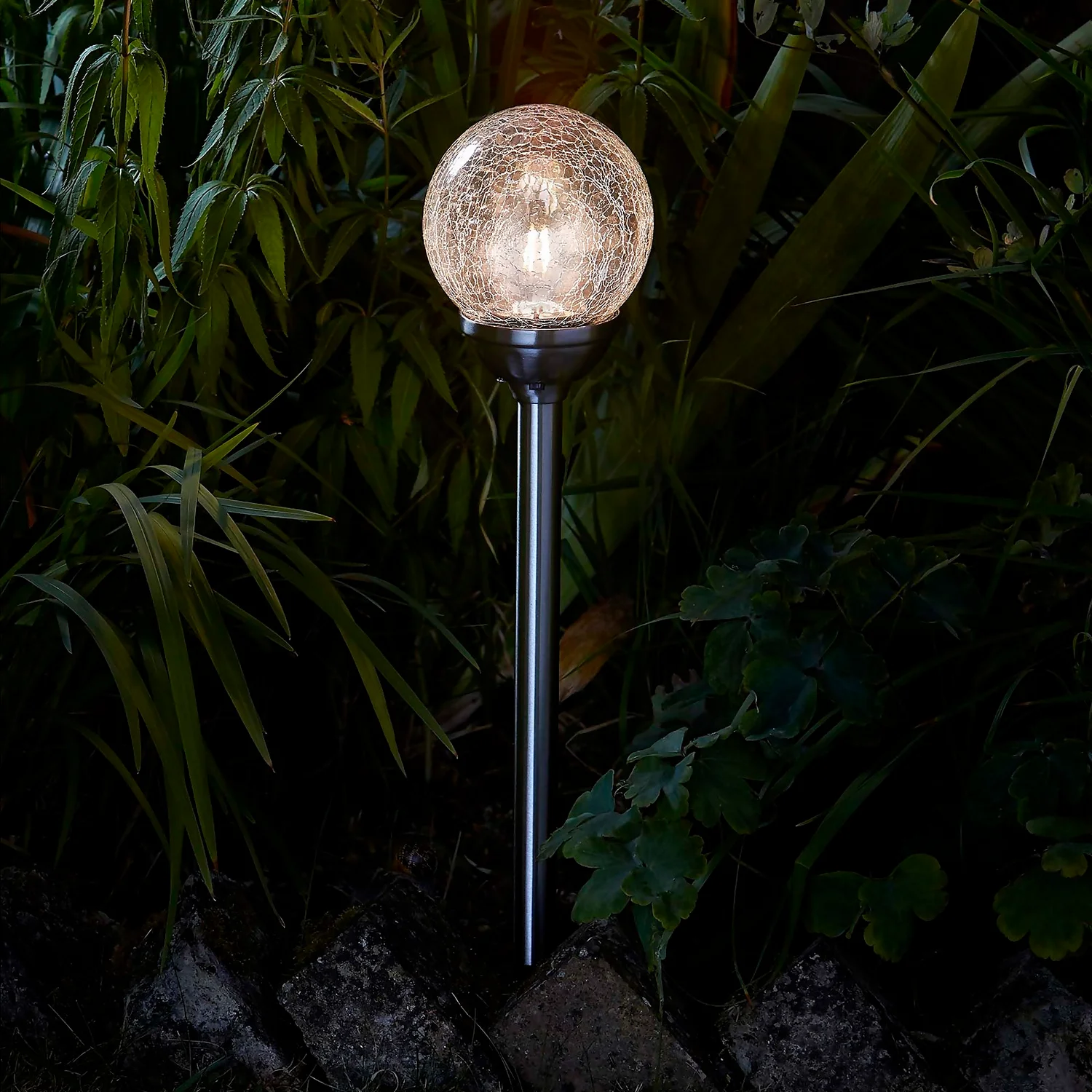 Crackle Ball Solar Outdoor Stake Light - 8cm