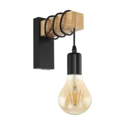Eglo Townshend Wall Light - Black & Brown
