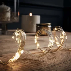 2M LED Silver Copper Wire Christmas Tree Lights (10 Strands) - Warm White