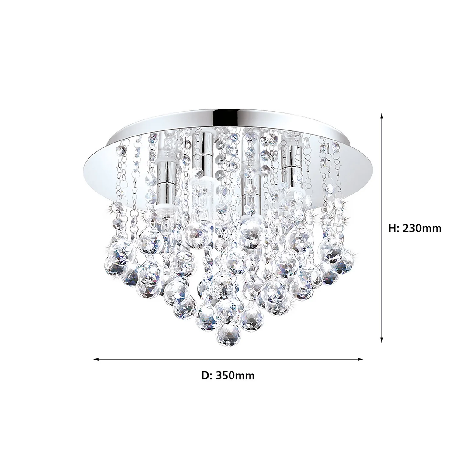 EGLO Olmonte Crystal And Chrome Bathroom Ceiling Light - Image 3