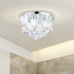 EGLO Olmonte Crystal And Chrome Bathroom Ceiling Light