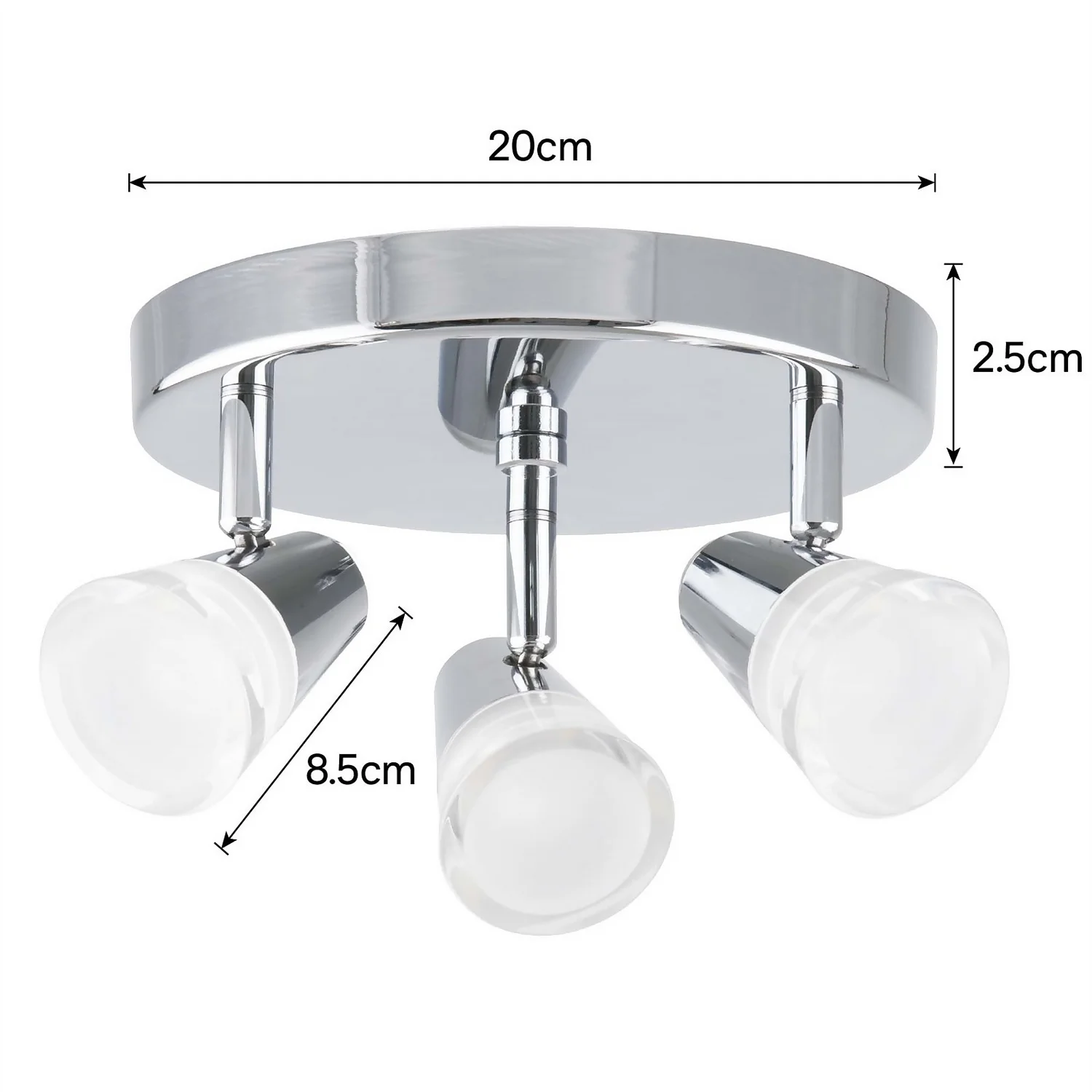 Rhea 3 Lamp Spotlight Plate - Polished Chrome - Image 5