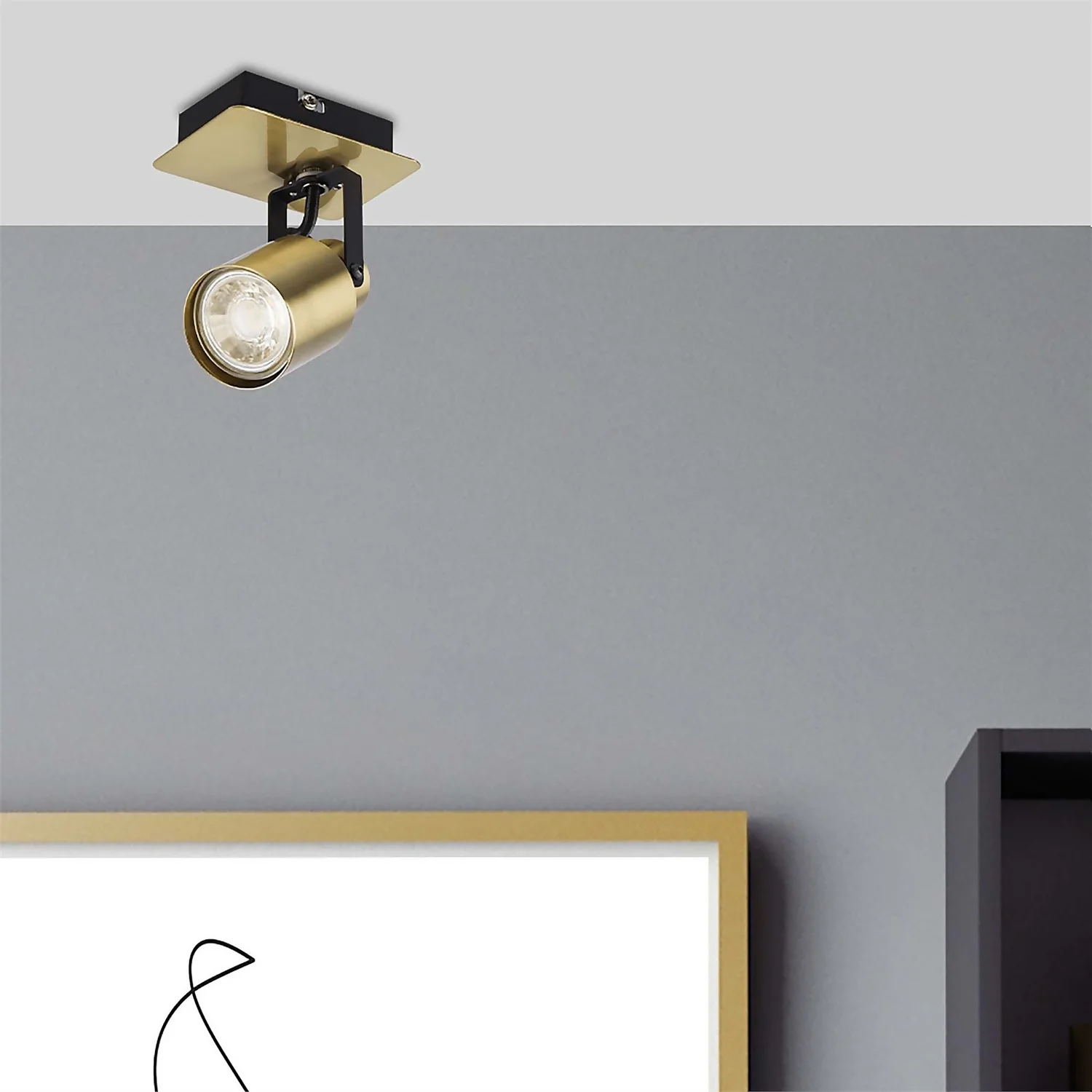 Lucy Single Lamp Spotlight - Gold & Black - Image 2