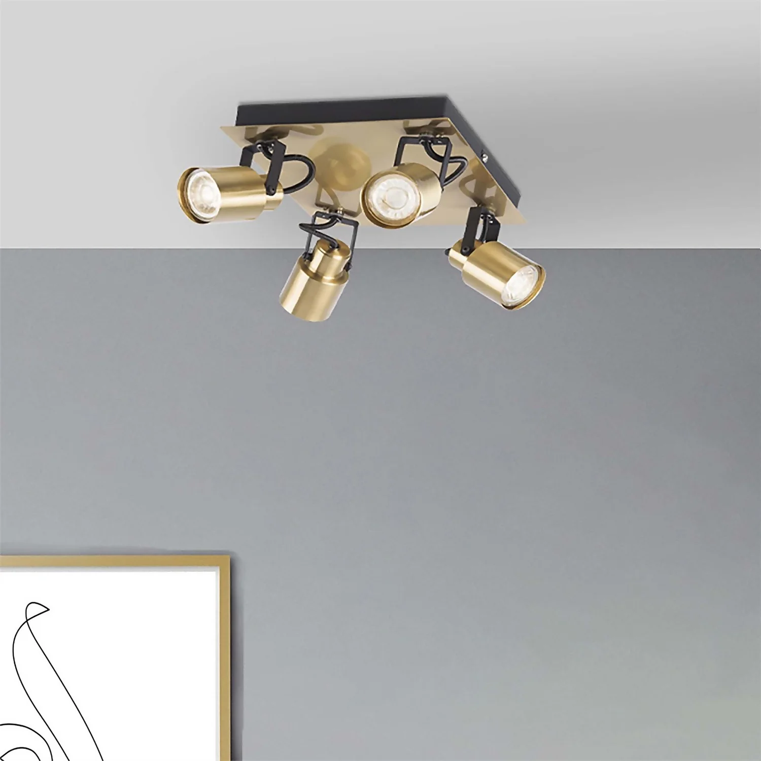 Lucy 4 Lamp Spotlight Bar - Gold & Black - Image 3