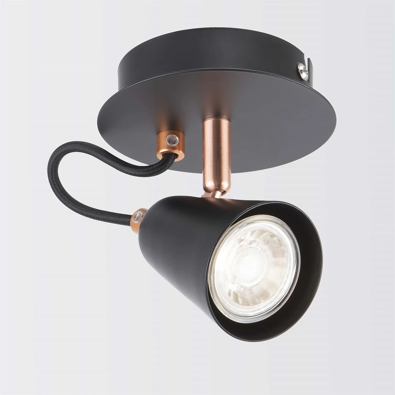 Emma Single Lamp Spotlight - Black & Copper - Image 3