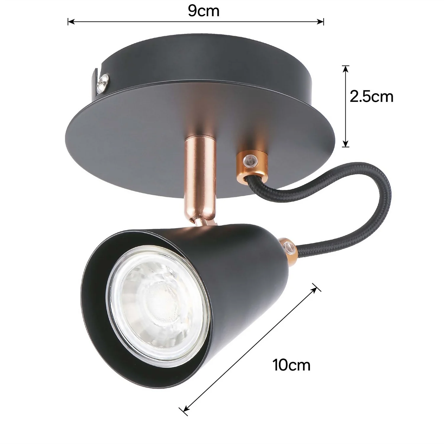 Emma Single Lamp Spotlight - Black & Copper - Image 5