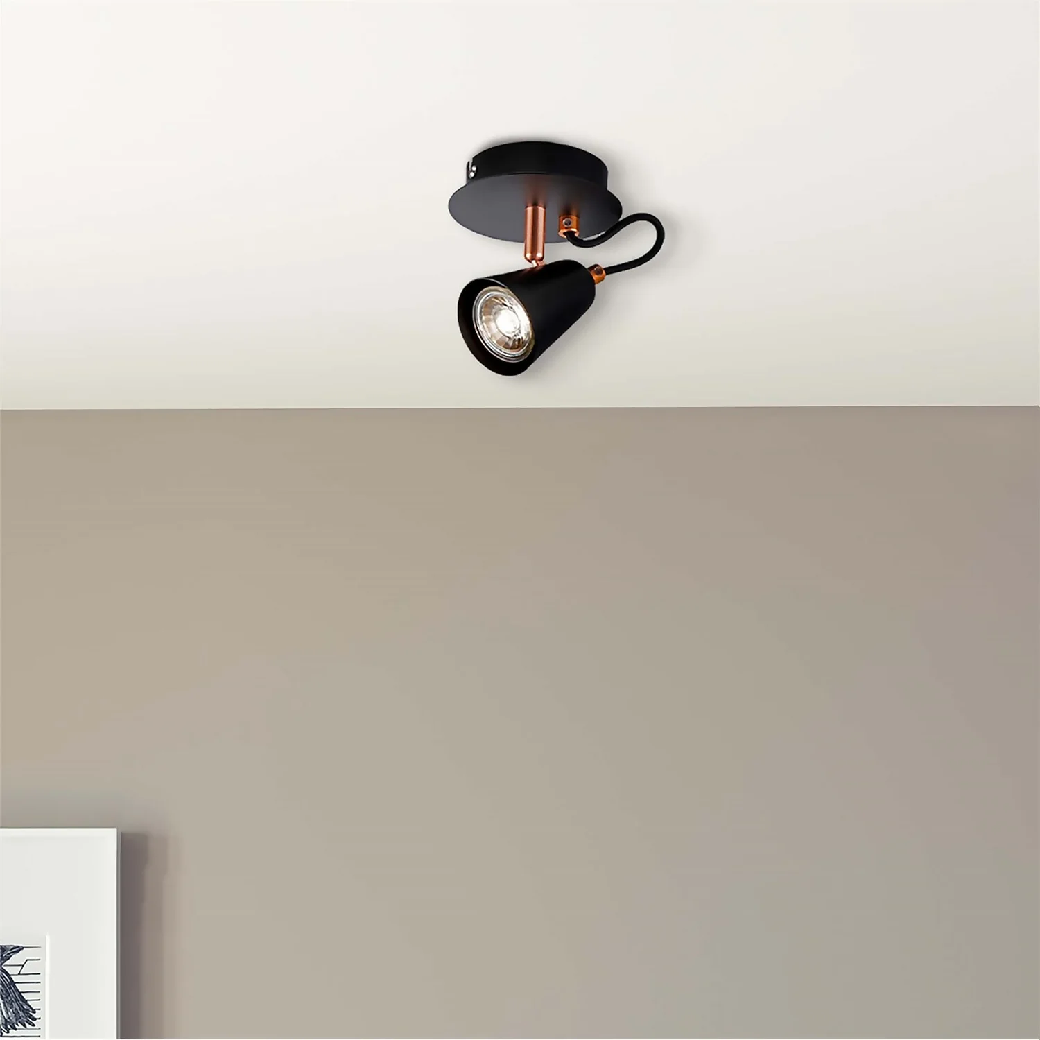 Emma Single Lamp Spotlight - Black & Copper - Image 2