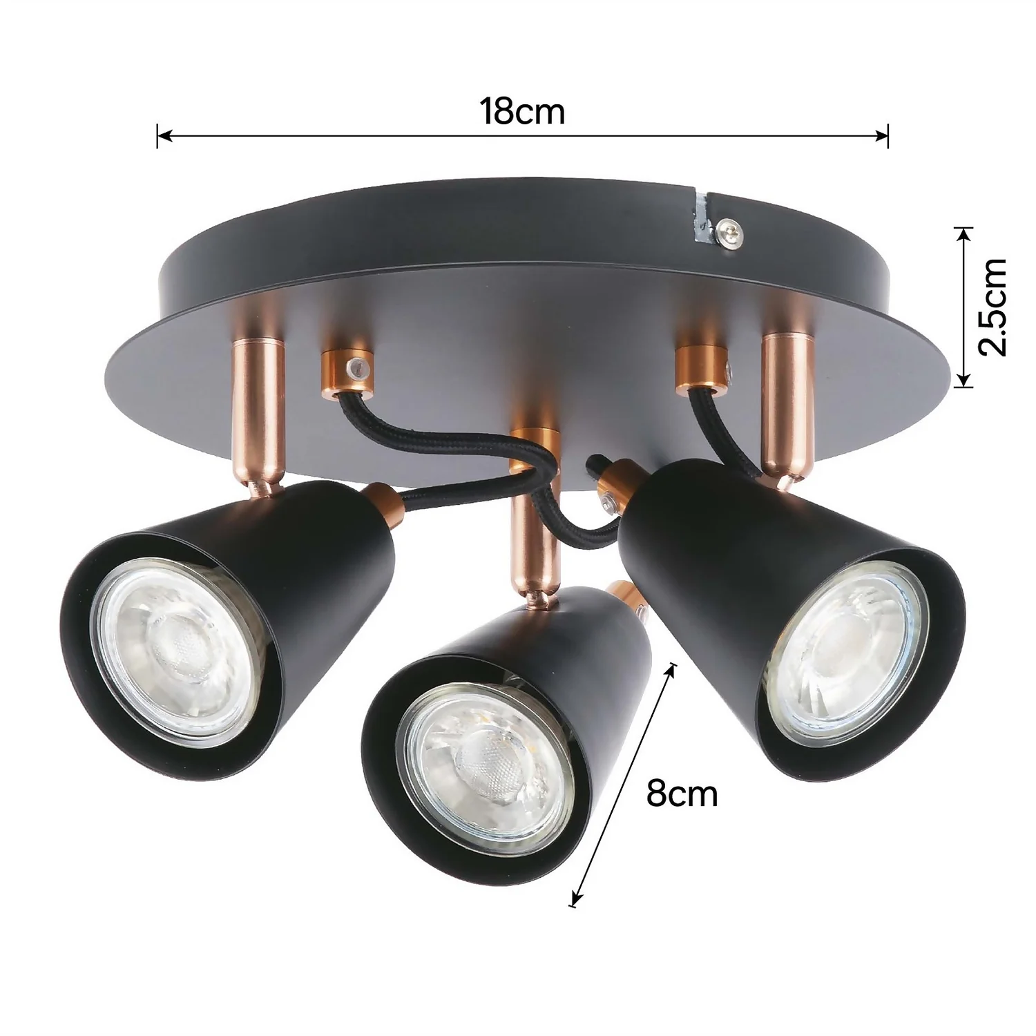 Emma 3 Lamp Spotlight Plate - Black & Copper - Image 5