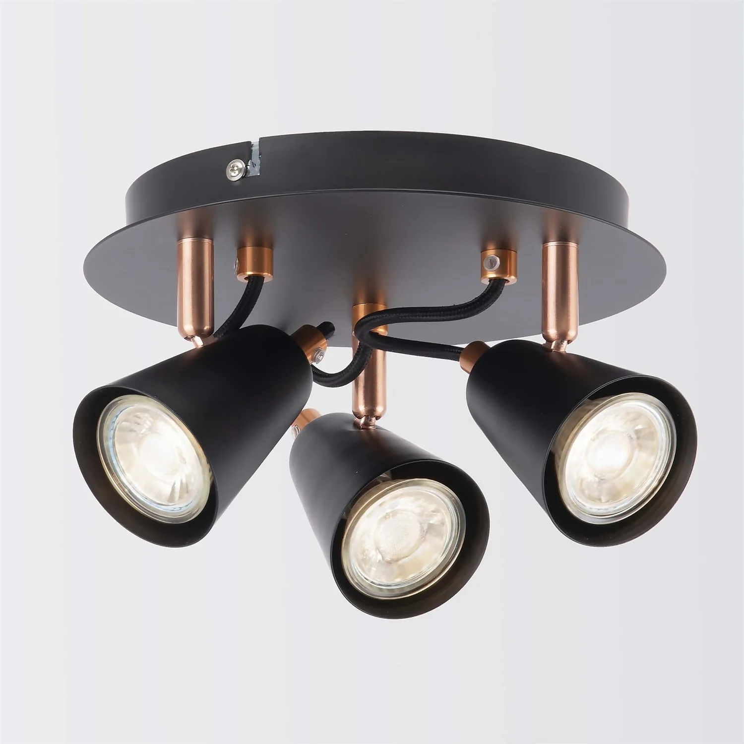 Emma 3 Lamp Spotlight Plate - Black & Copper - Image 3