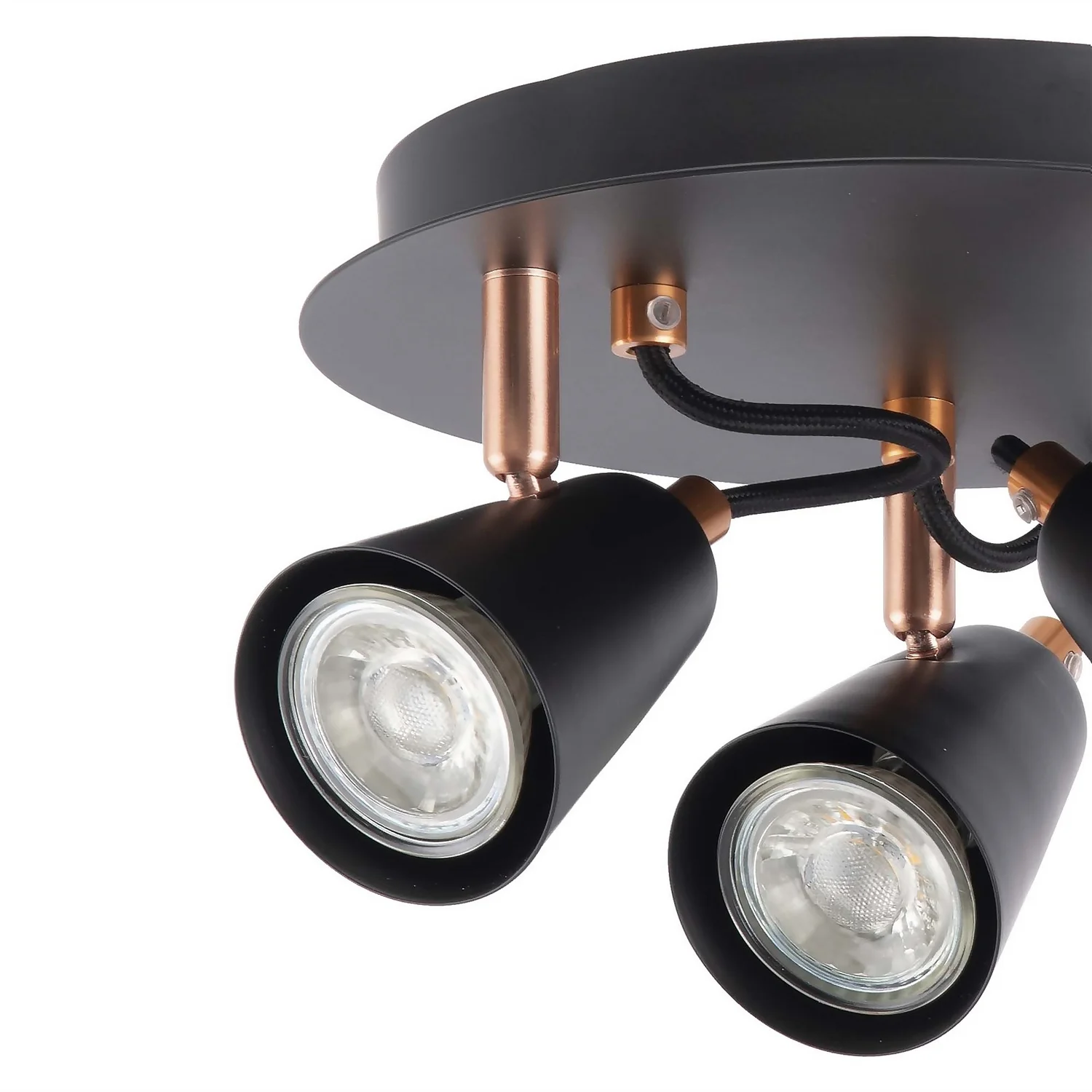 Emma 3 Lamp Spotlight Plate - Black & Copper - Image 4
