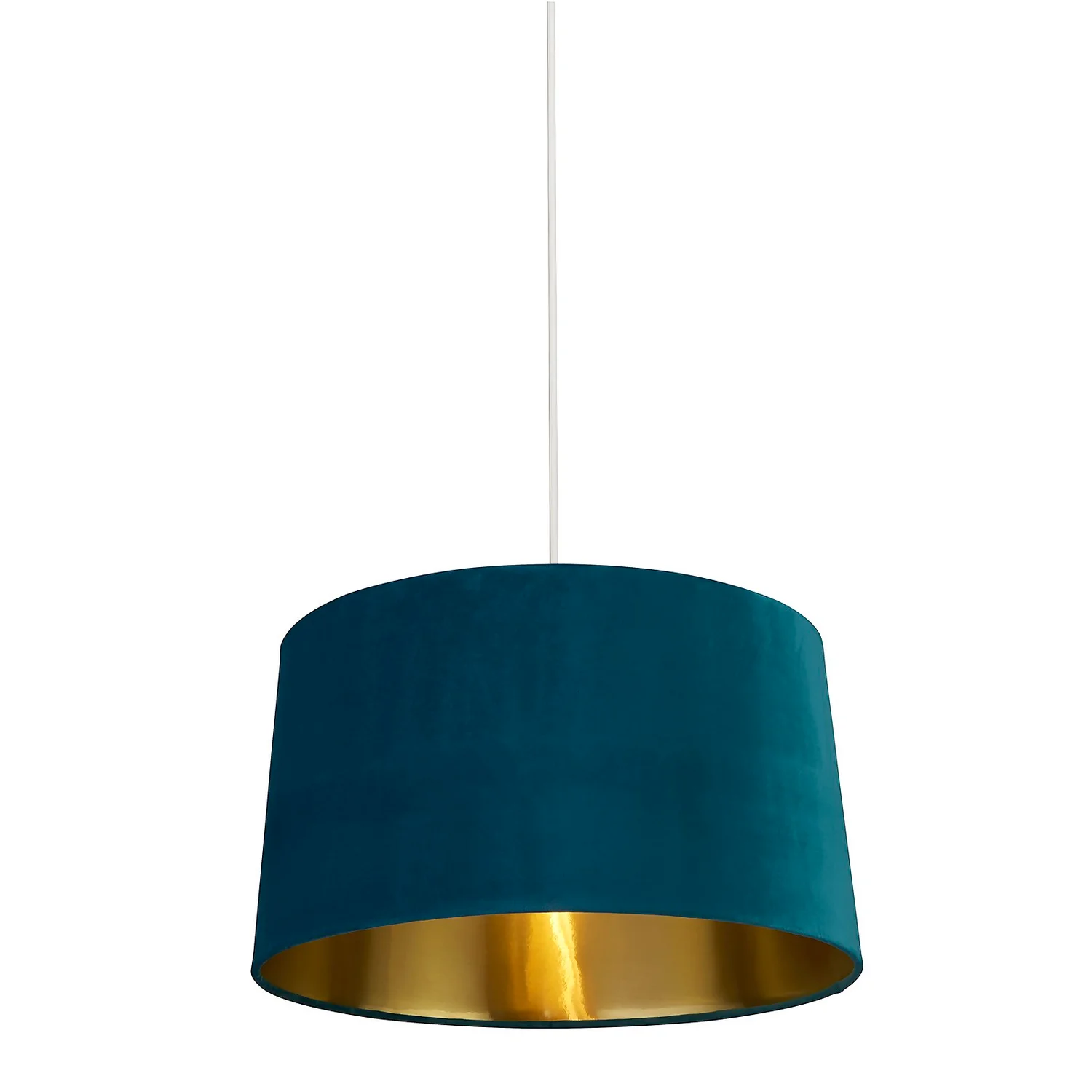 House Beautiful Samet Velvet Drum Shade - Teal - 45cm - Image 3