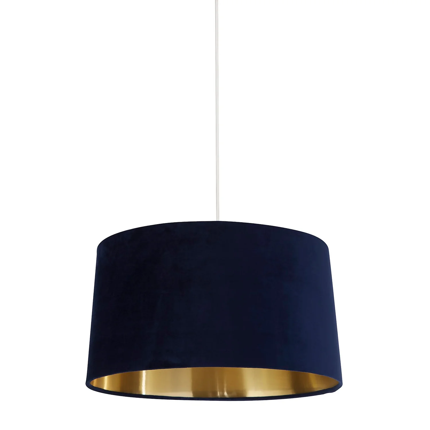 House Beautiful Samet Velvet Drum Shade - Navy - 45cm - Image 2