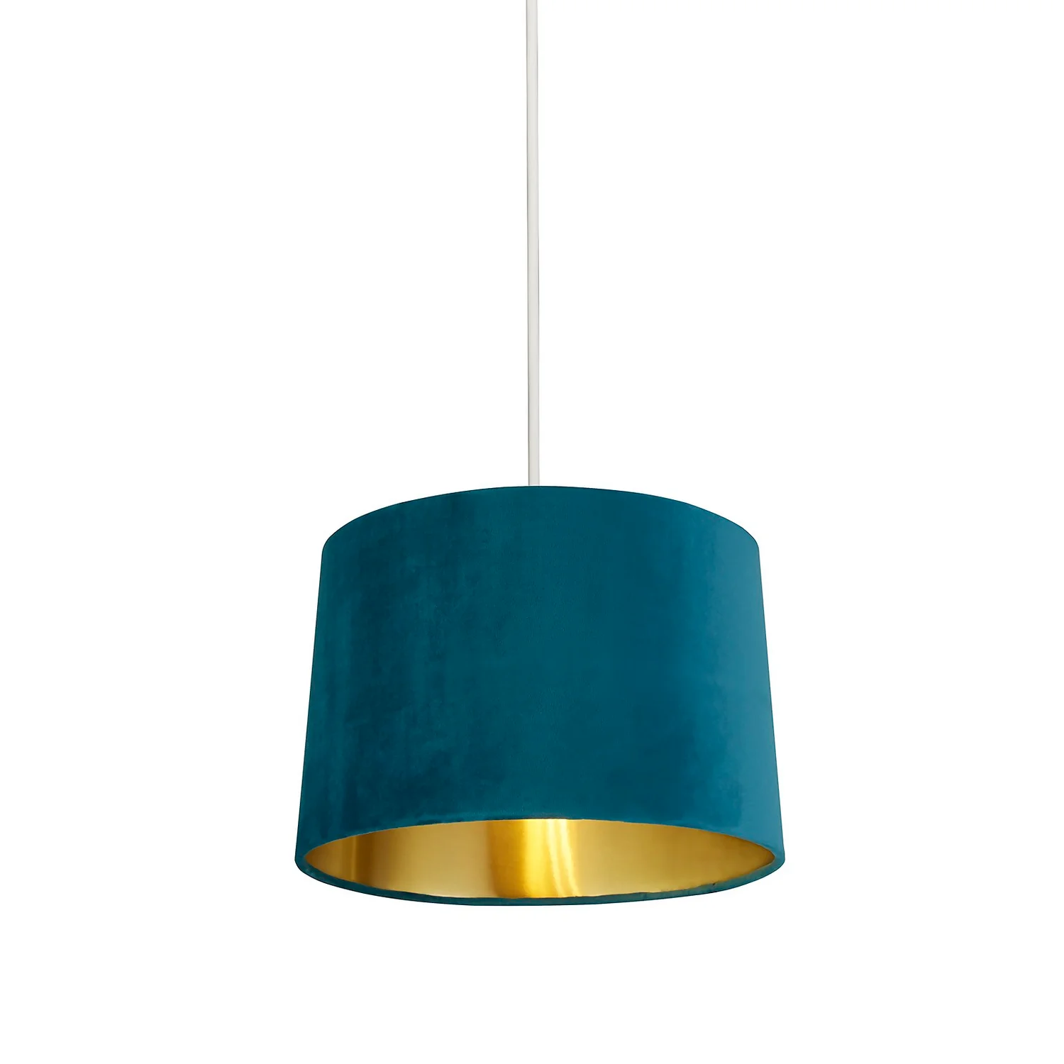 House Beautiful Samet Velvet Drum Shade - Teal - 30cm - Image 3