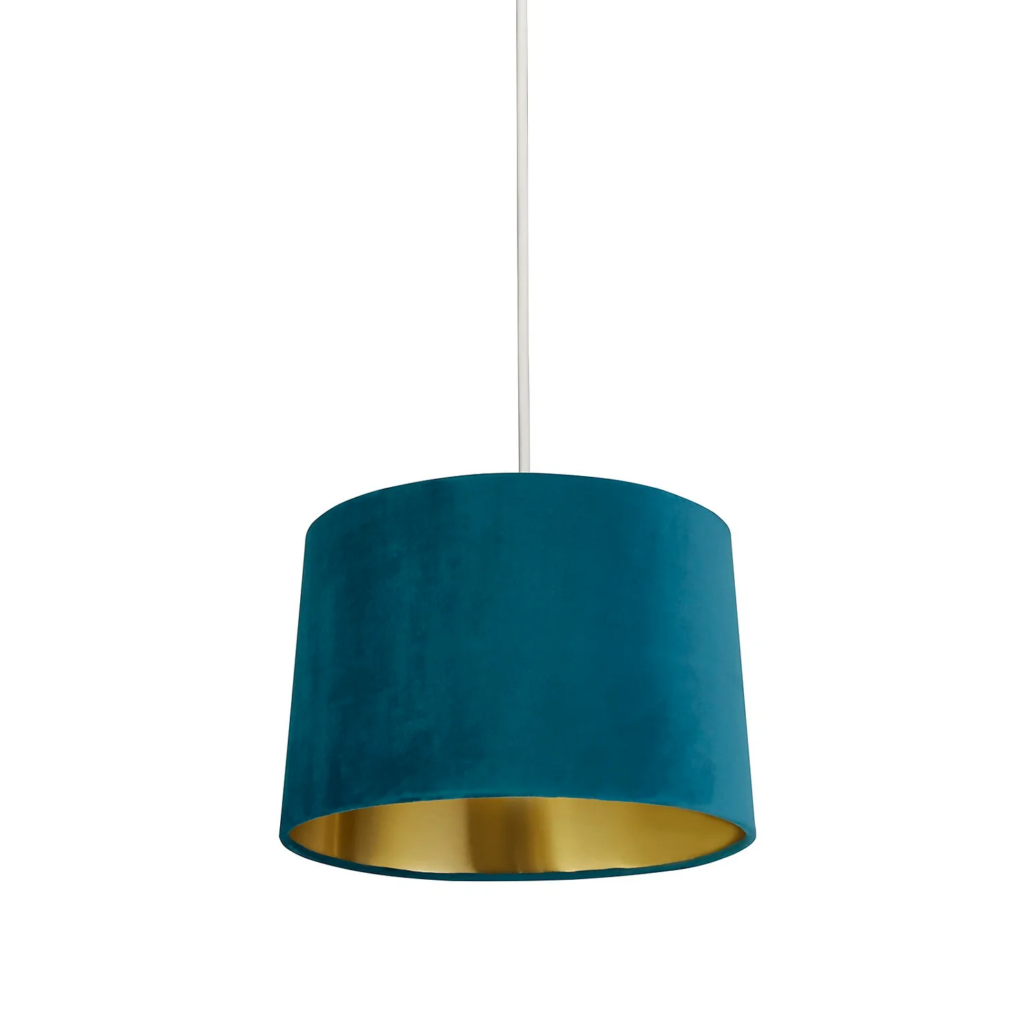 House Beautiful Samet Velvet Drum Shade - Teal - 30cm - Image 4