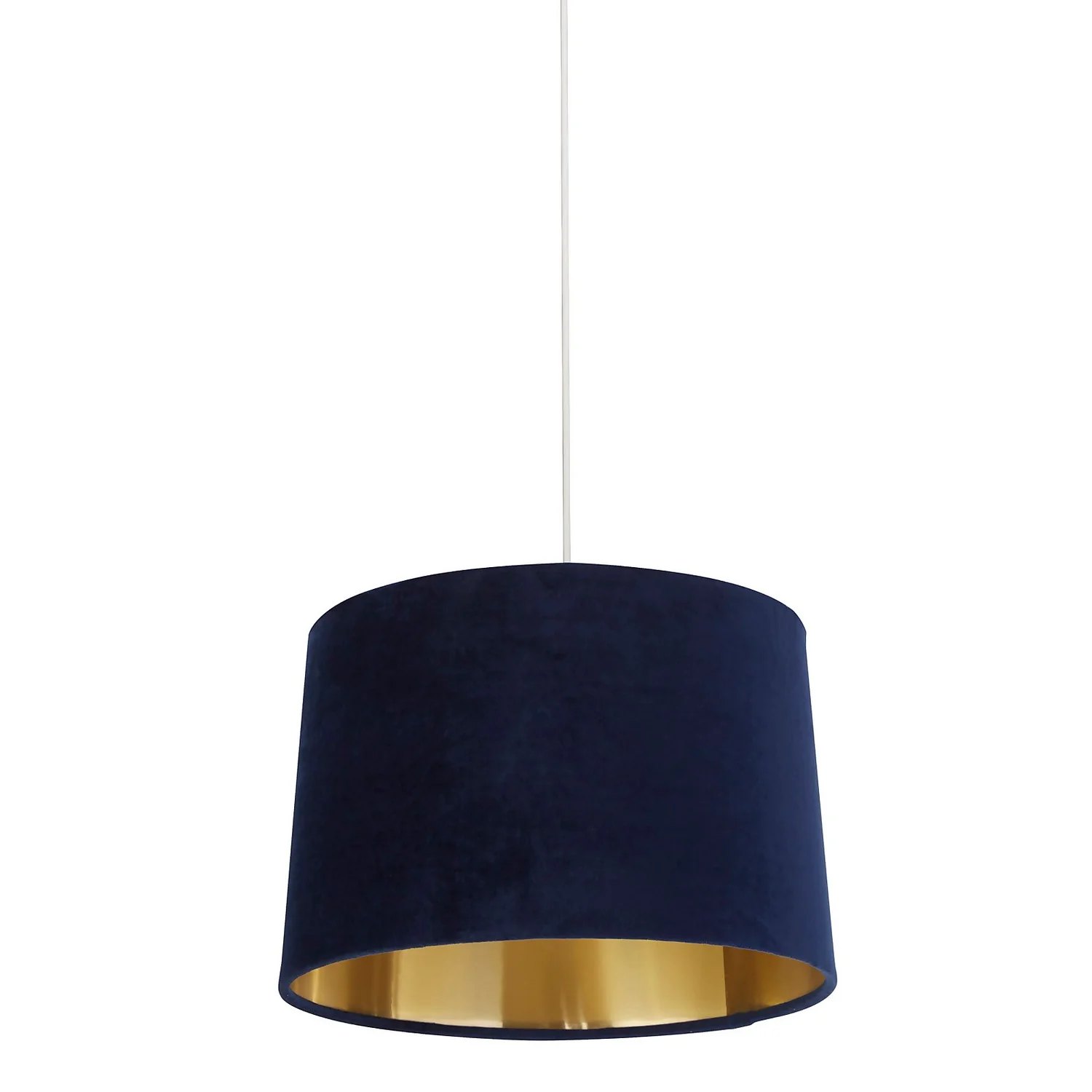 House Beautiful Samet Velvet Drum Shade - Navy - 30cm - Image 2