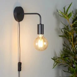 Jay Plug In Wall Light - Charcoal