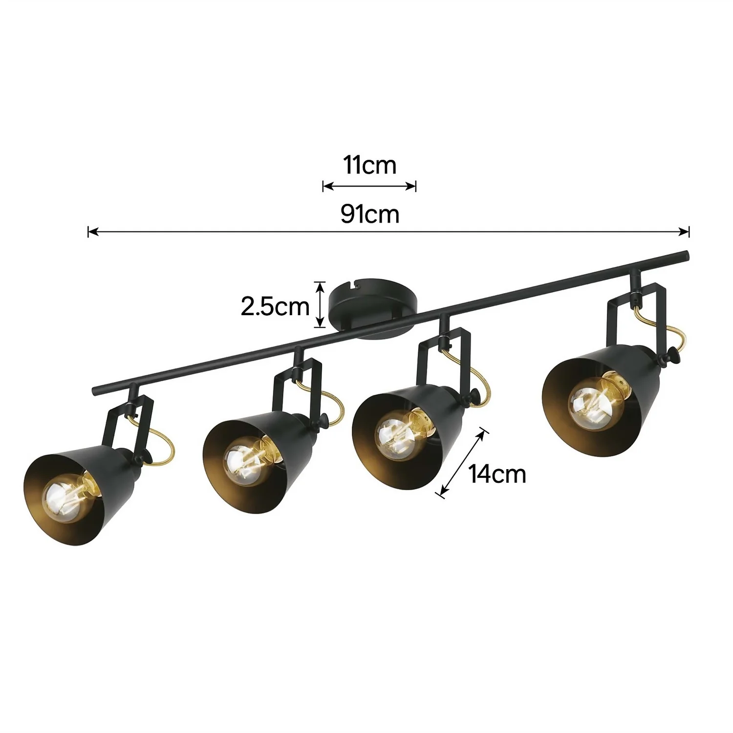 Abigail 4 Lamp Spotlight Bar - Black - Image 5