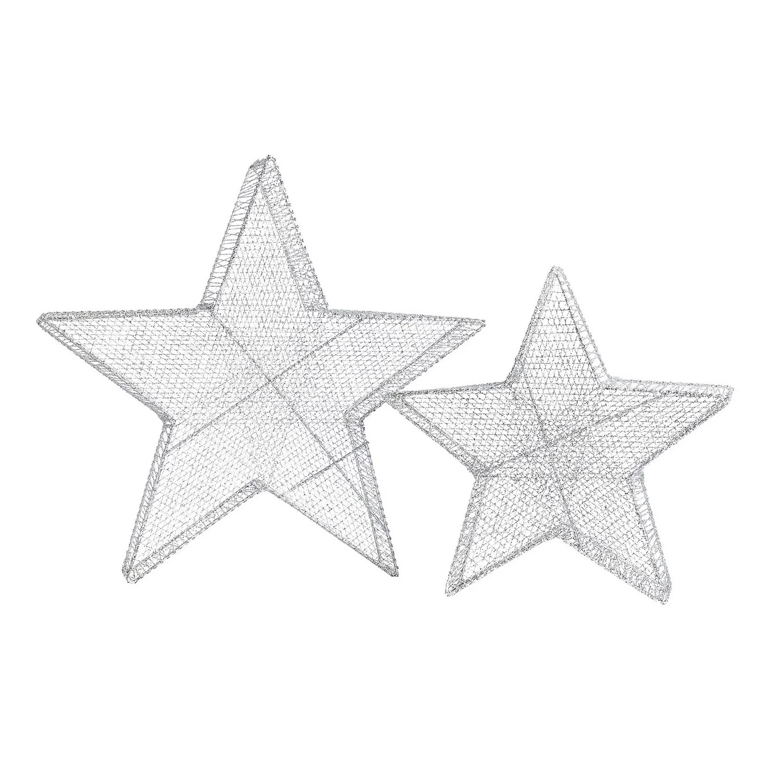 Silver Mesh Star Christmas Lights - Set Of 2 - Image 3