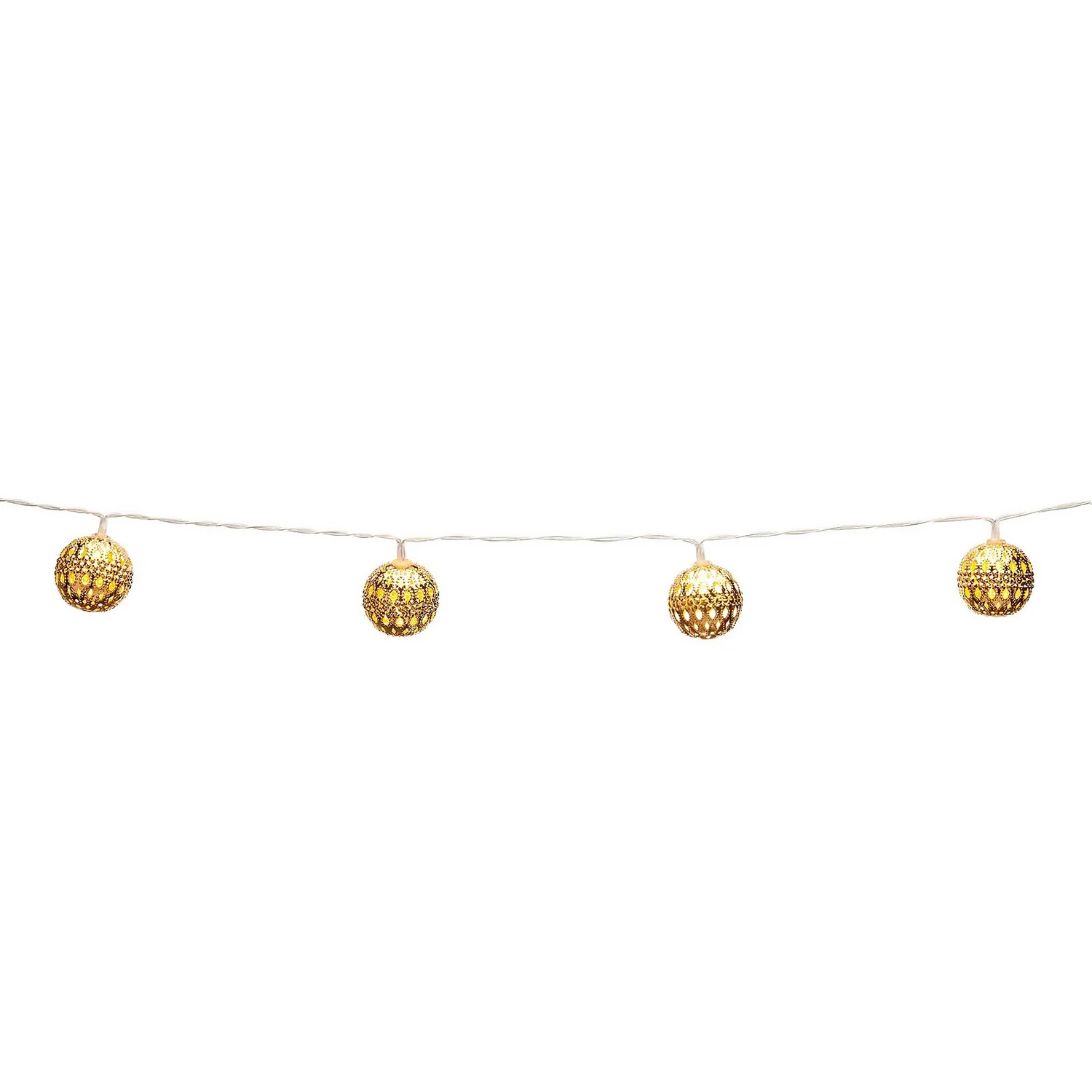 10 Gold Lantern String Christmas Tree Lights - Battery Operated - Image 3