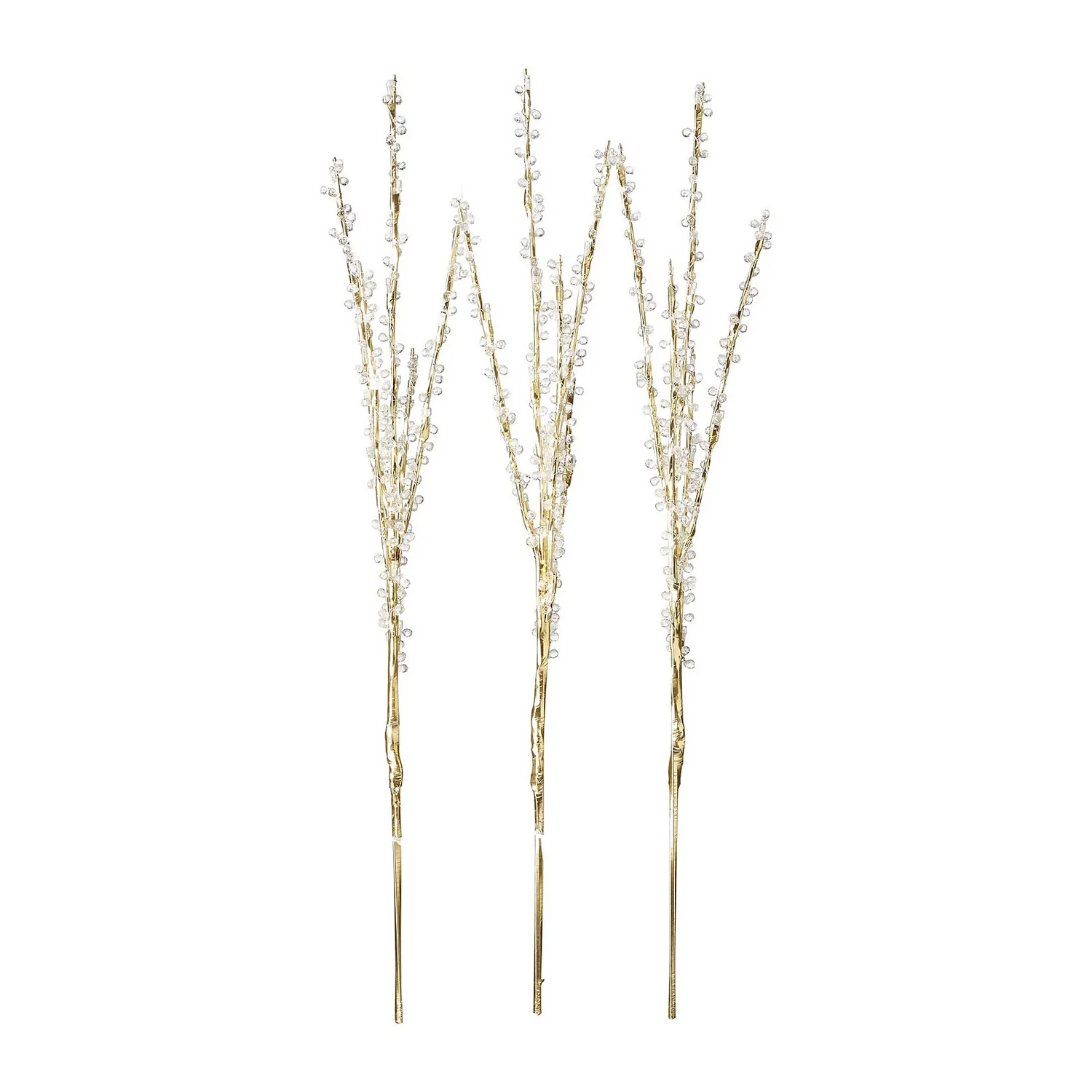 Gold Crystal Branch Christmas Lights - Set Of 3 (Battery Operated)