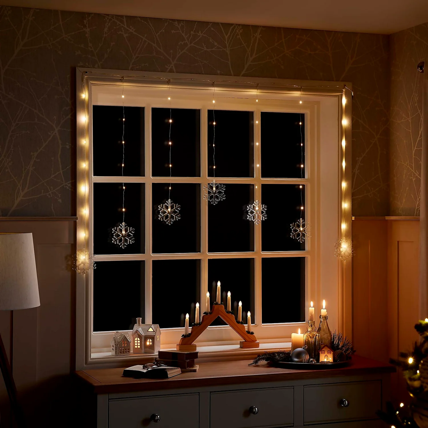 Snowflake LED Pinwire Christmas Window Curtain Light - Image 3