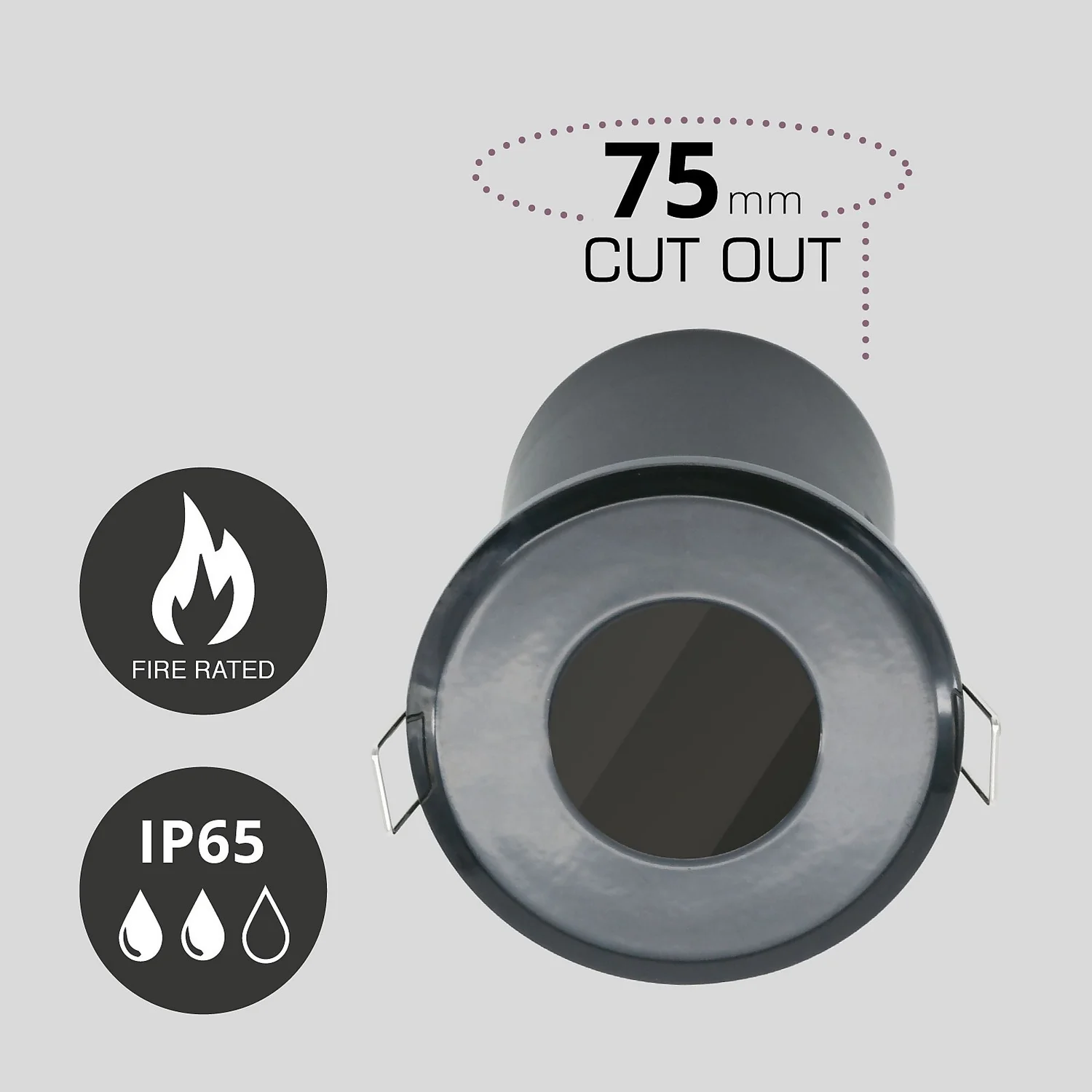 Fixed Fire Rated IP65 Pack 3 Downlights - Black - Image 3