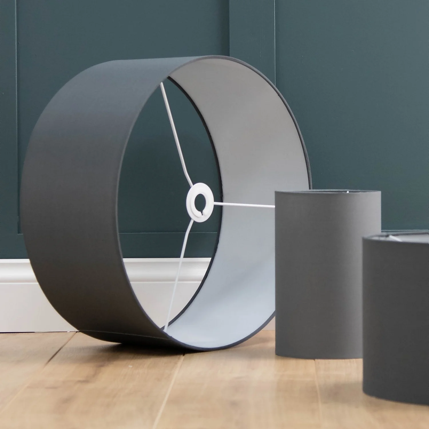 Clyde Charcoal Drum Shade With Diffuser - 45cm - Image 8