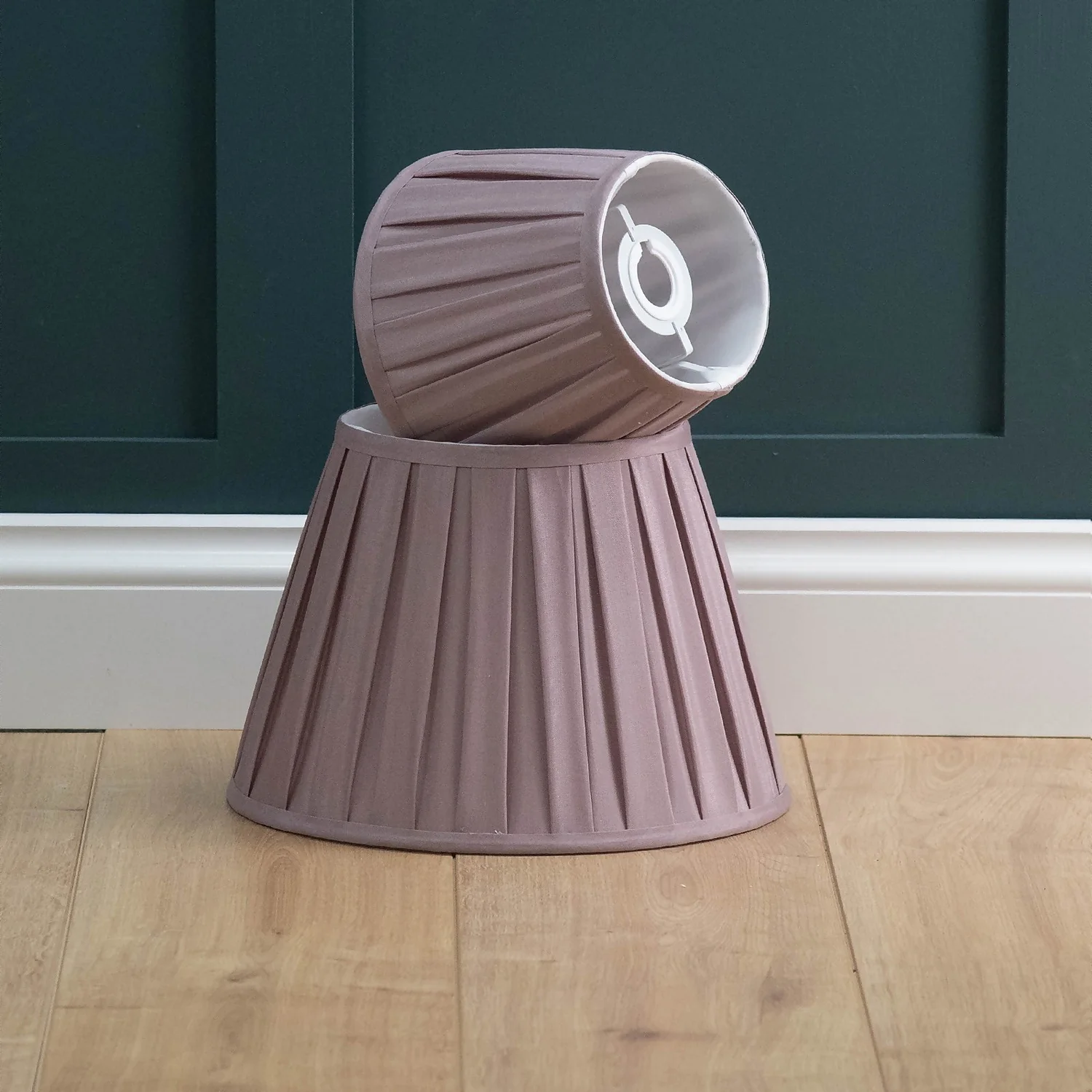 Raye Fig Pleated Taper Silk Shade - 30cm - Image 6