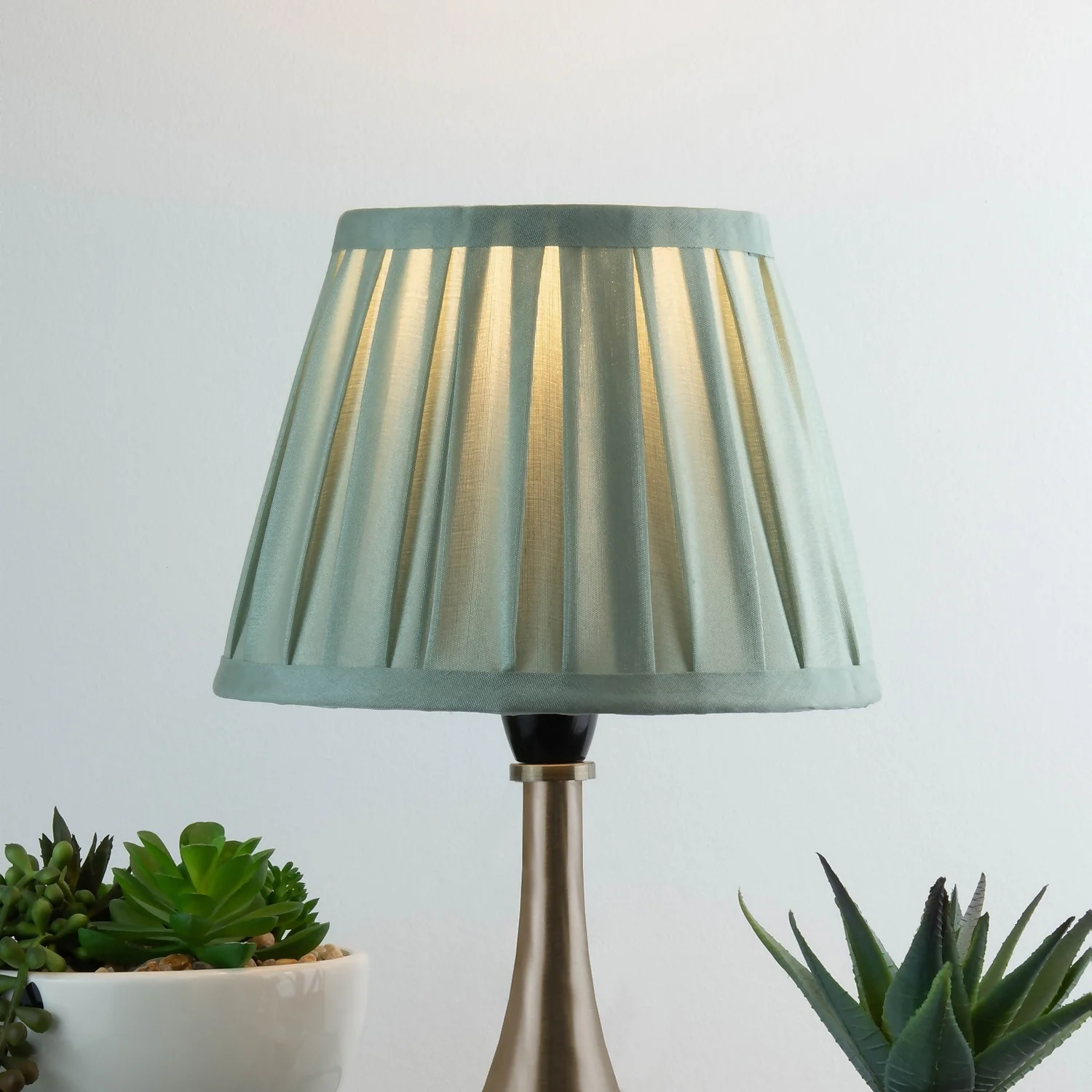 Raye Duck Egg Pleated Taper Silk Shade - 20cm