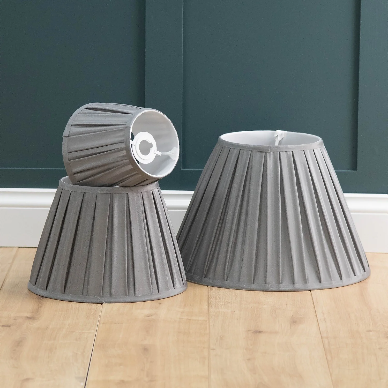 Raye Dove Pleated Taper Silk Shade - 30cm - Image 9