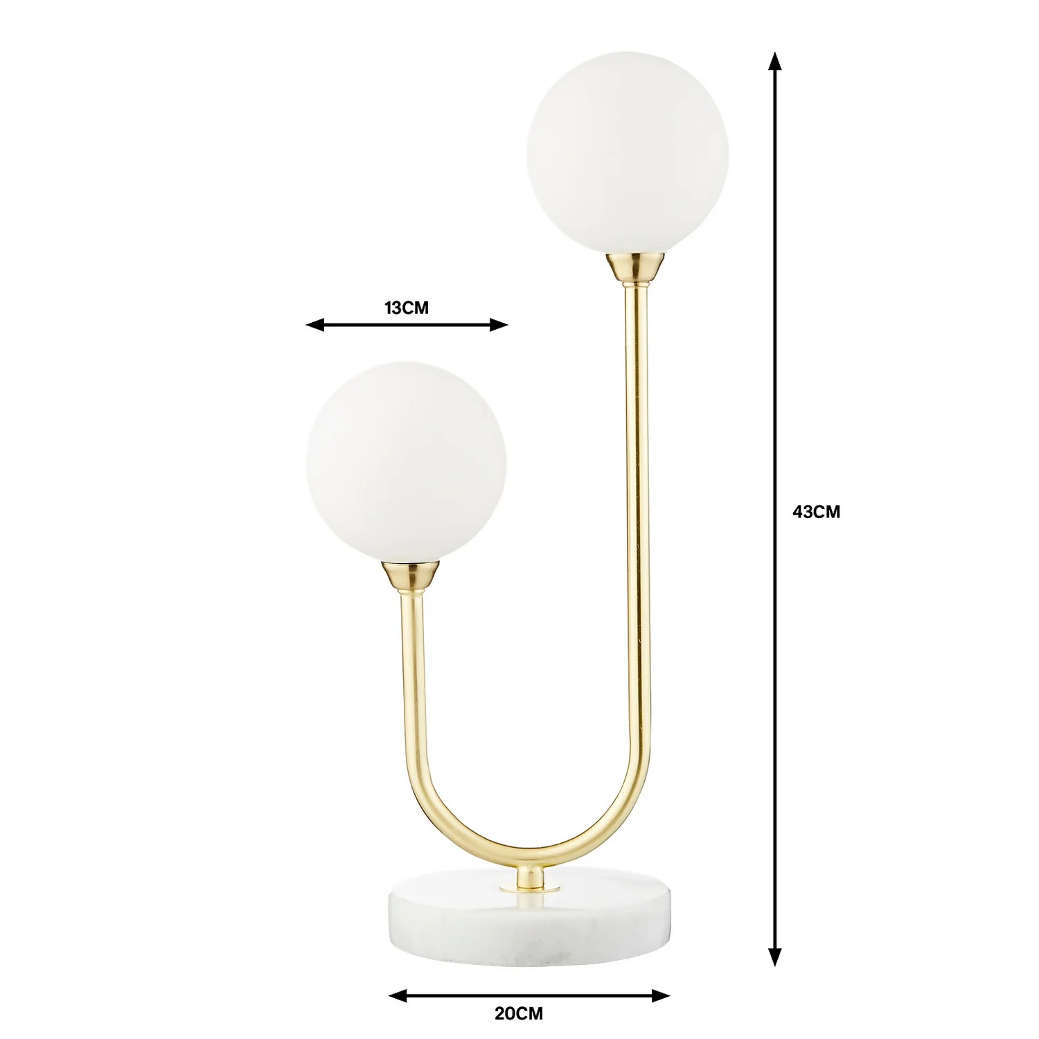 House Beautiful Delta Marble Table Lamp - Brass & Opal - Image 4