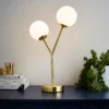 Orb 2 Light Table Lamp - Brass & Opal