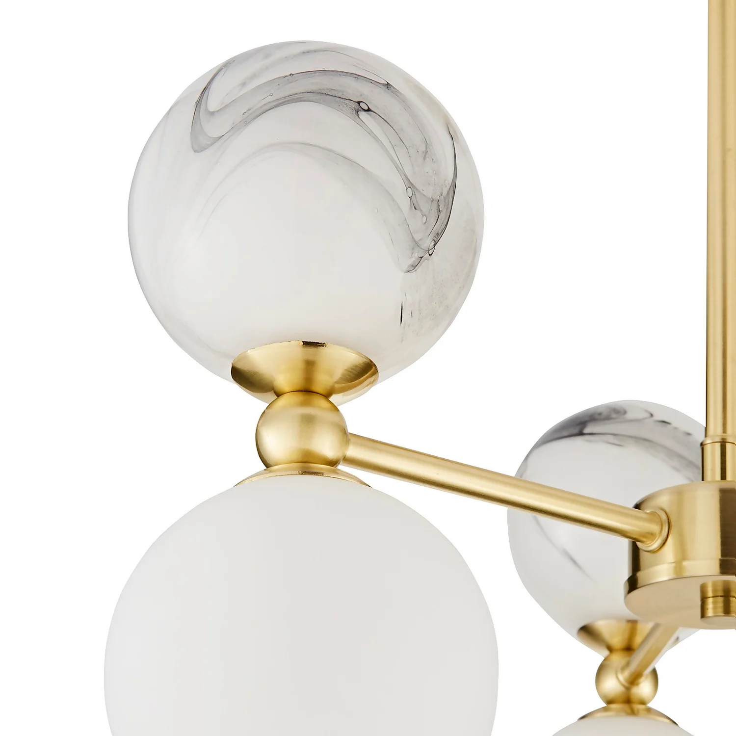 House Beautiful Delta 3 Light Marble Pendant - Brass & Opal - Image 4