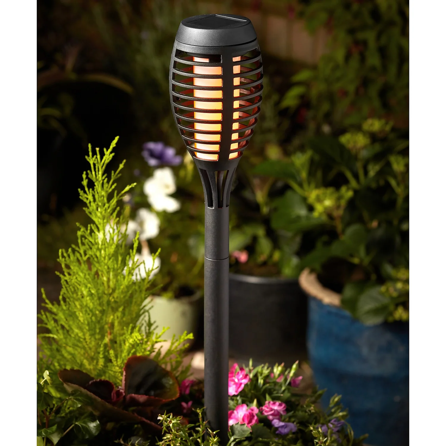 Party Flame Effect Solar Garden Torch - 4 Pack - Image 3