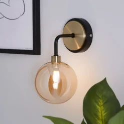 Shoreditch Glass Wall Light - Champagne & Brass