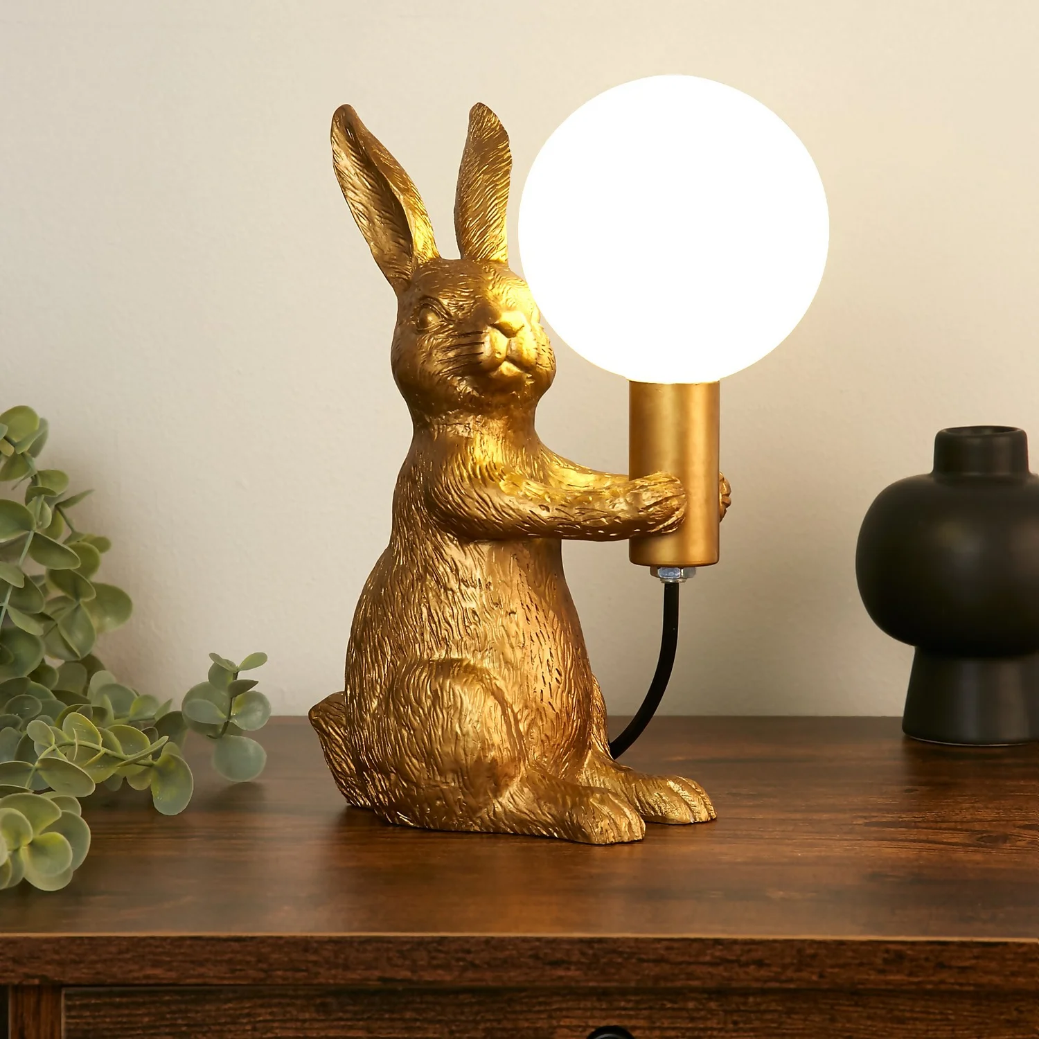 Rabbit Table Lamp - Gold & Glass - Image 5