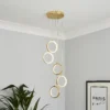 Lenox LED 5 Ring Cluster Pendant Ceiling Light - Brass