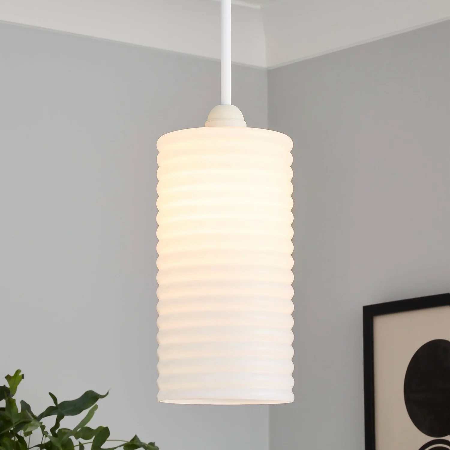 Katya Ribbed Glass Easy Fit Shade - White