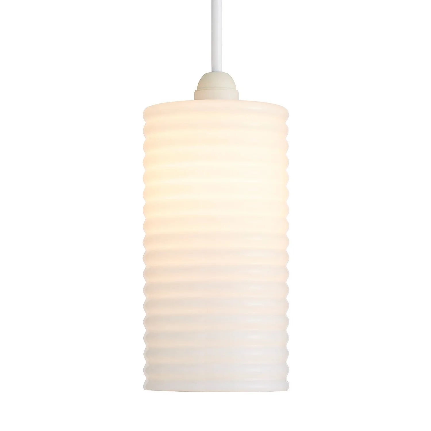 Katya Ribbed Glass Easy Fit Shade - White - Image 2