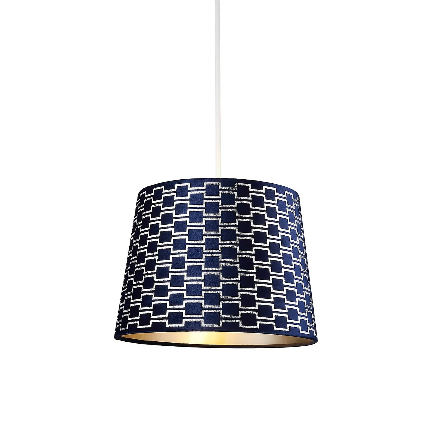 Mia Velvet 30cm Patterned Lamp Shade - Navy - Image 3