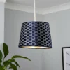 Mia Velvet 30cm Patterned Lamp Shade - Navy