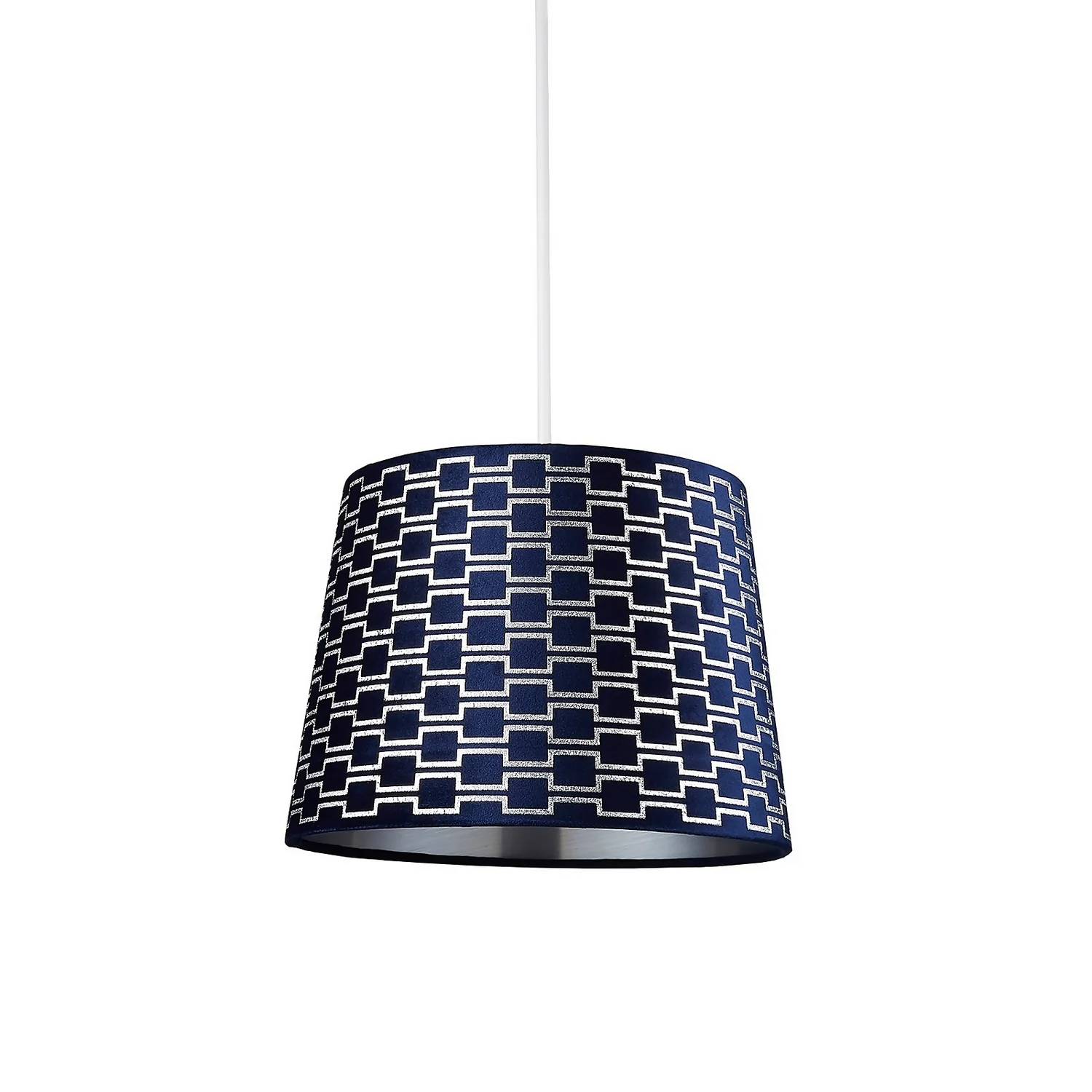 Mia Velvet 30cm Patterned Lamp Shade - Navy - Image 2